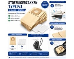 Universele Stofzuigerzakken F/J – 10 Stuks + 2 Filters – Compatibel