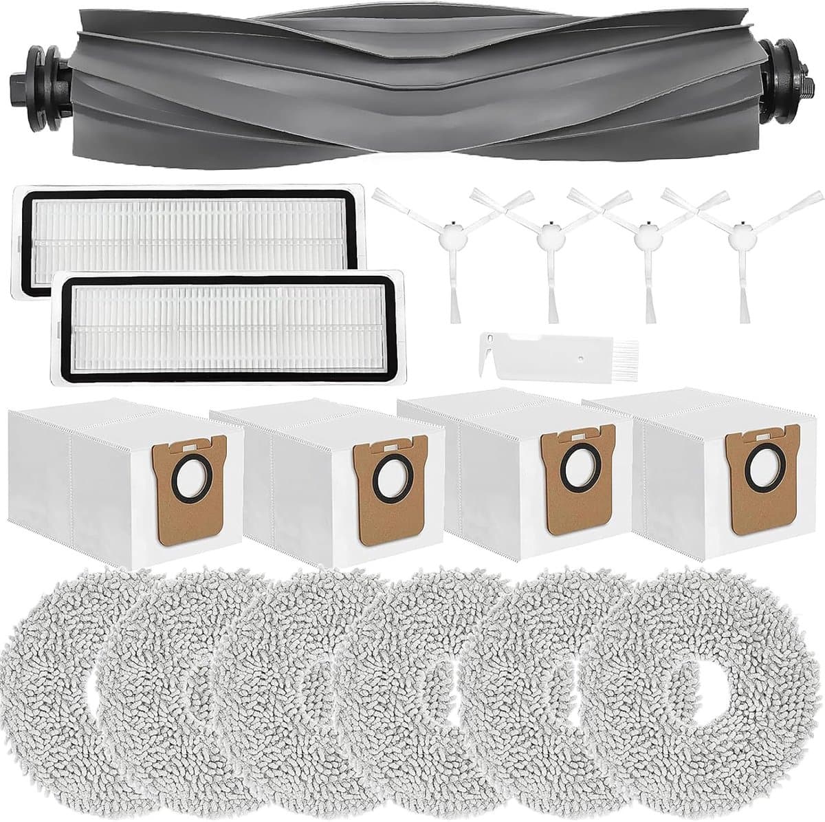 Geschikt voor Toepasselijke vervangende accessoires voor Xiaomi X20+, X10+, voor Dreame L10s Pro Gen 2, L10s Ultra, L10 Ultra, L10 Prime robotstofzuiger, Rolborstels + 6 Doek + 4 Stofzakken + 4 Borstels — afbeelding 1