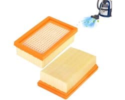 2x Vlakfilter Geschikt voor Kärcher WD4, WD5, WD6, MV4, MV5 en MV6 - Platte Vouwfilters - Stofzuigerfilter - Kärcher 2.863-005.0 - Patroonfilter - Cartridgefilter - Vervangt Originele Filters