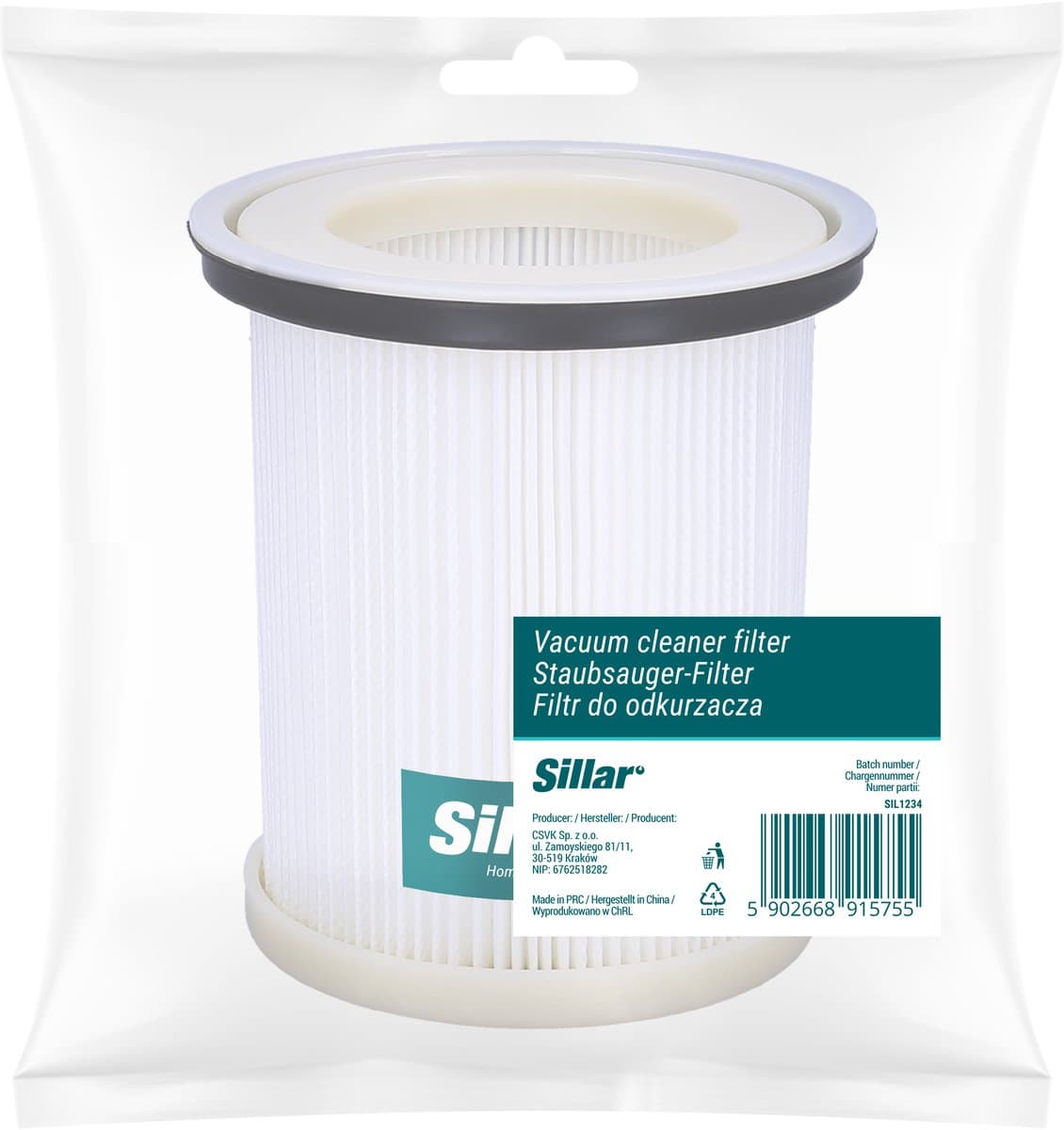 Sillar, stofzuigerfilter, HEPA filter, anti-allergeen, geschikt voor MPM Bora Hydra, vervanging voor MOD02 Hydra, MOD07, MOD09, MOD11/ 13/ 17 — afbeelding 1