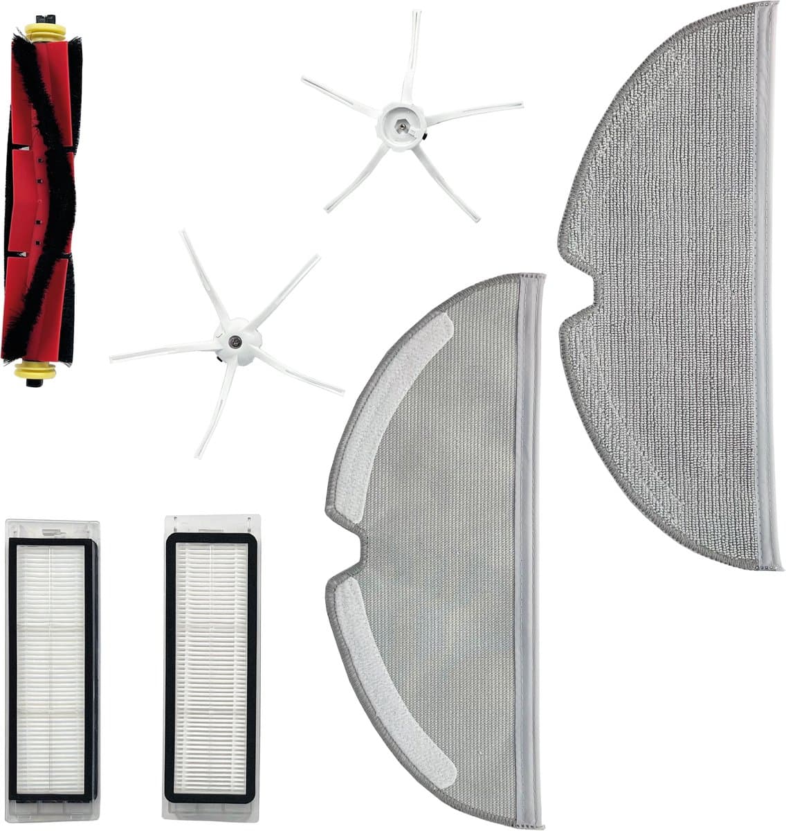 PARTS4® Robotstofzuiger vervangingsset geschikt voor Roborock S5 / S6 / S60 series | 7-delige set met middenborstel, zijborstel (2 x), HEPA filter (2 x), mop doek (2 x) — afbeelding 1