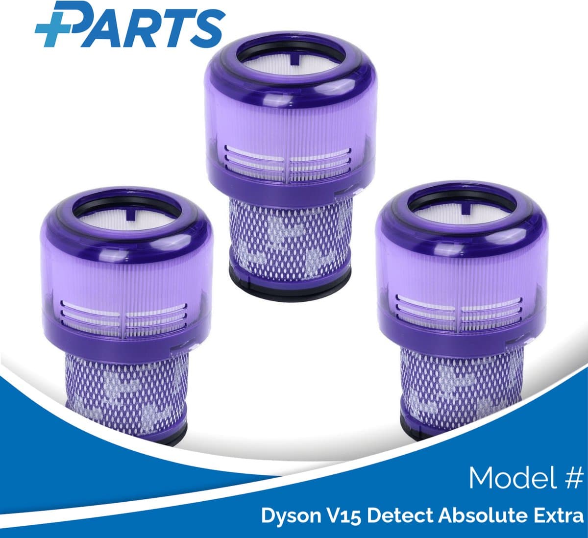 Dyson V15 Detect Absolute Extra Filters (3 Stuks, Plus.Parts® alternatief voor 970013-02) — afbeelding 1