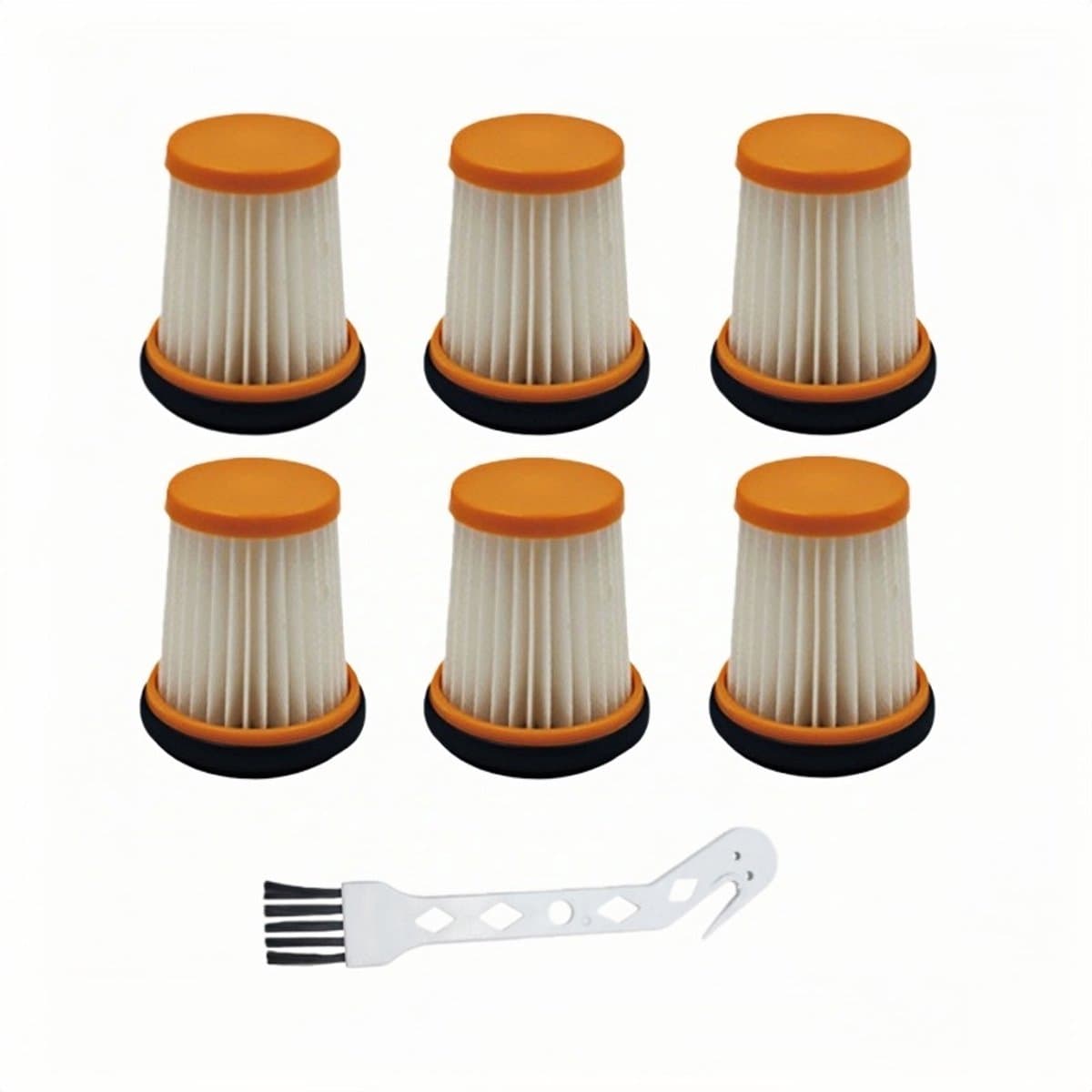 Filters - 6 Stuks - Geschikt voor Shark W1 WV200 WV201 WV205 WV220 Draadloze Stofzuiger - Vervanging Stofzuigerfilter - Met borstel — afbeelding 1