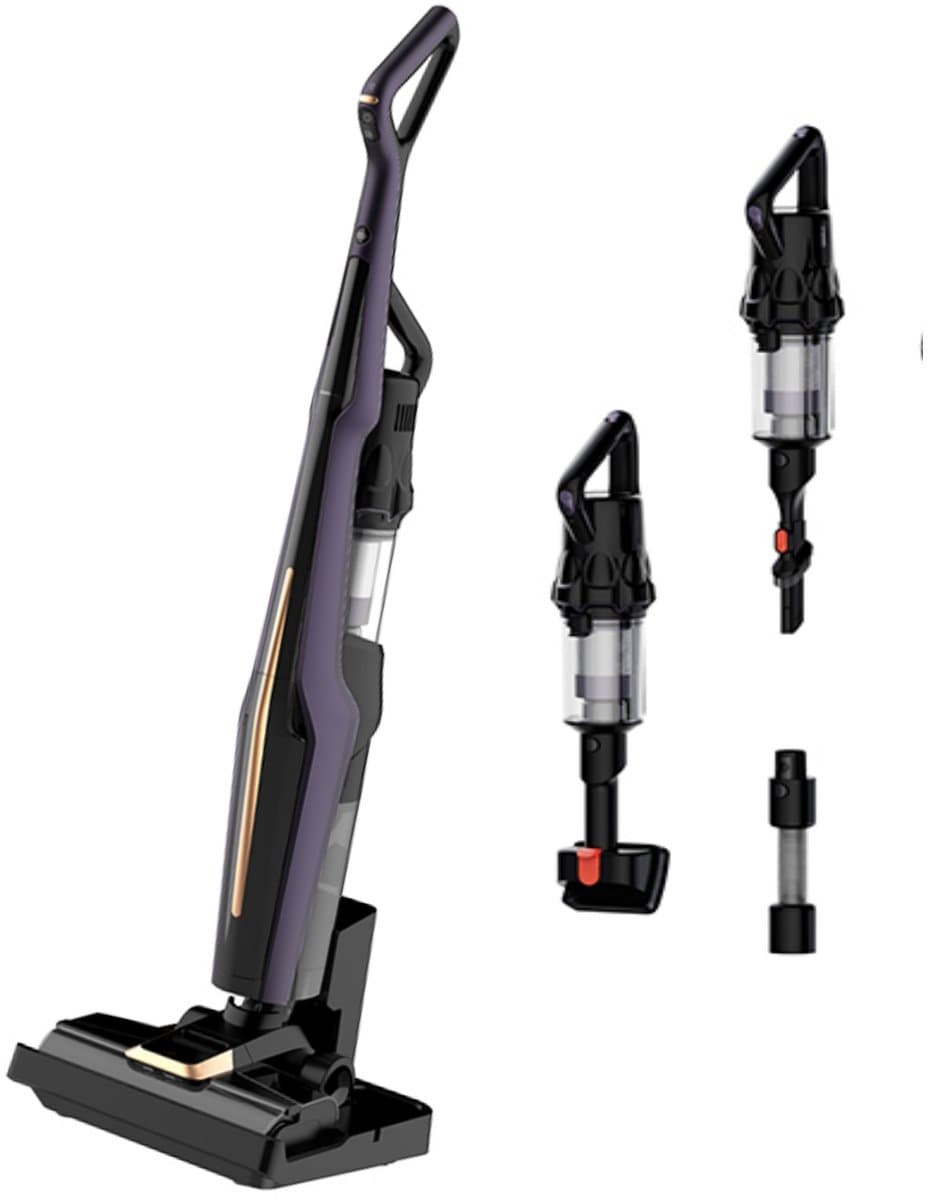 DEERMA P40 ProW Vloerreinigers - 300W/30kPa/50min - 5 in 1 - Stofzuigt en dweilt harde vloeren tegelijkertijd - Draadloze Stofzuiger - Groen licht - Zelfreiniging met water van 70 °C - Paars — afbeelding 1