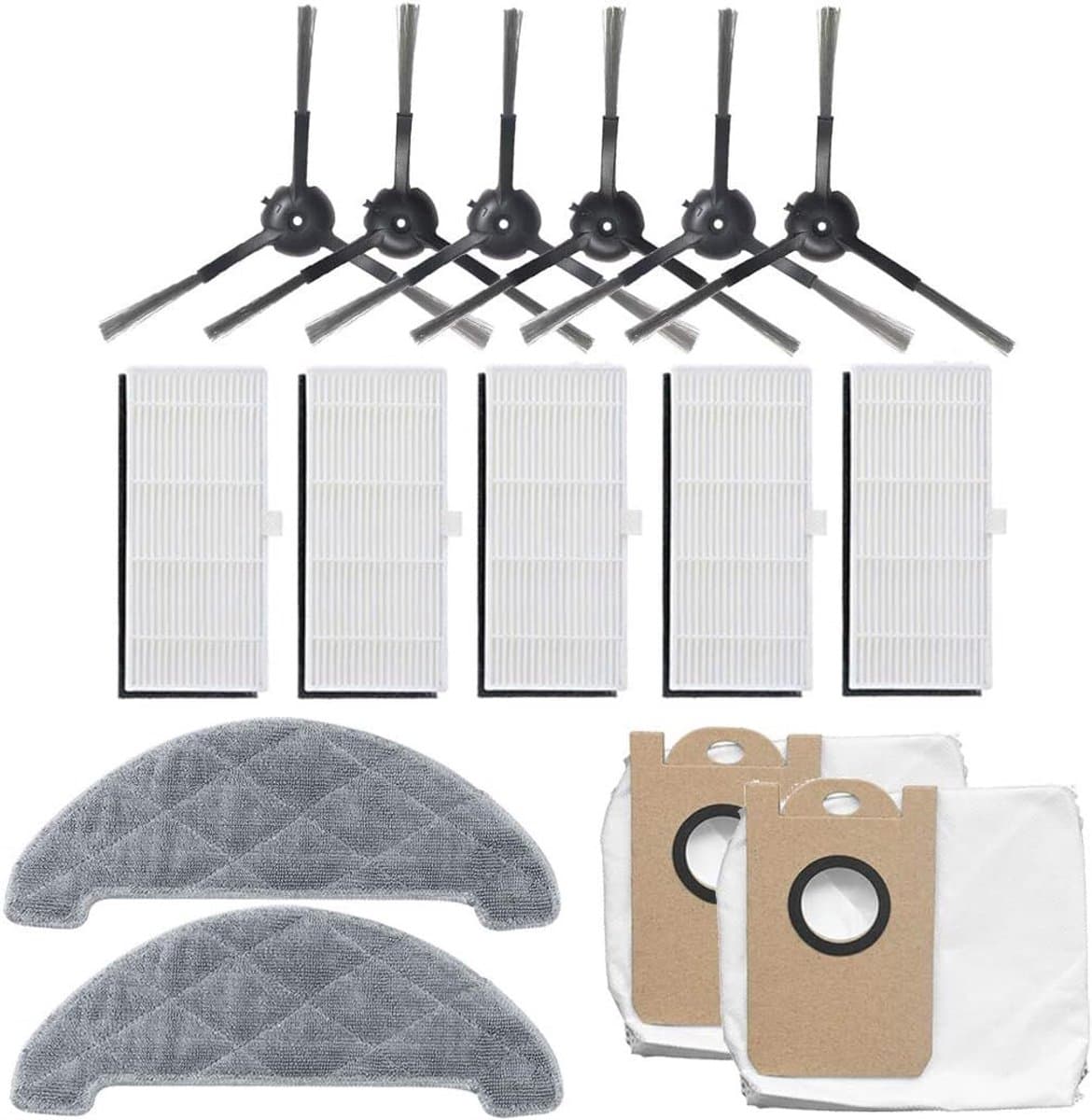 Set van 15 stofzakken, dweilen en zijborstels geschikt voor de Xiaomi Viomi S9 robotstofzuiger — afbeelding 1