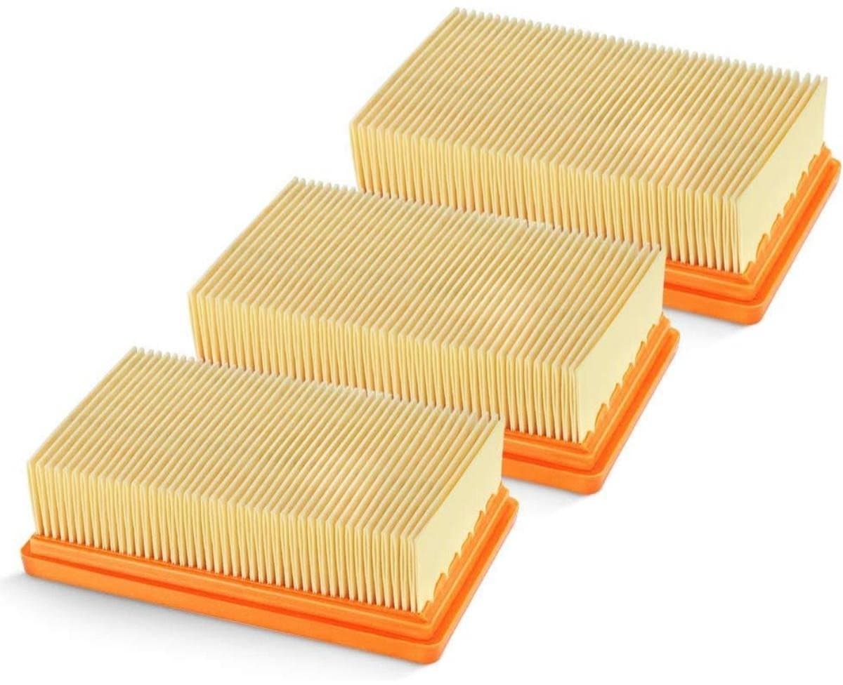 GELLDG 3 stuks stofzuigerfilters - Vervangend plat geplooid filter - Geschikt voor Karcher MV4 MV5 MV6 WD4 WD5 WD6, WD4P WD5P WD6P nat- en droogstofzuigers — afbeelding 1