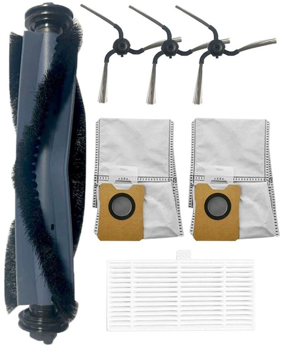 8-delige vervangende accessoirekit — Compatibel Geschikt voor Eufy C10 robotstofzuiger (accessoireset), inclusief: 1 rolborstel, 2 HEPA-filters, 3 zijborstels, 2 stofzakken — afbeelding 1