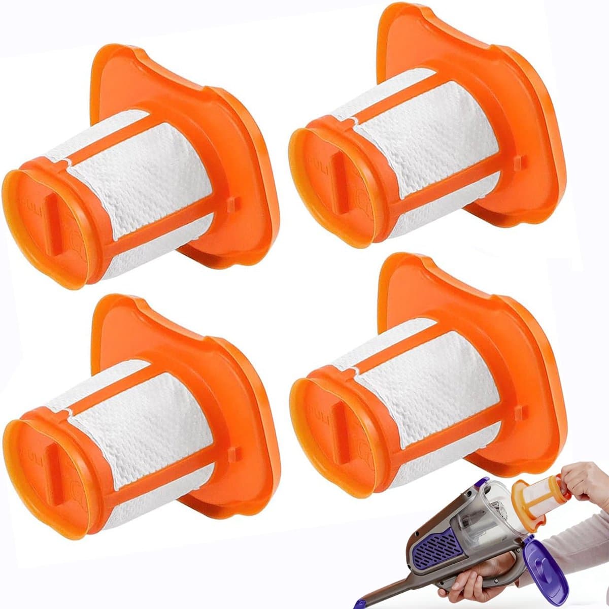 Stofzuigerfilters - 4 stuks - Stof Filter - Filteraccessoires - Fijnstoffilters geschikt voor Black & Decker BHHV520BT BHHV520BFP BHHV320B BHHV320J BHHV520BF BHHV520JF - Vervangingsfilter - Vervangend Filter - Filterscherm - Wasbaar — afbeelding 1