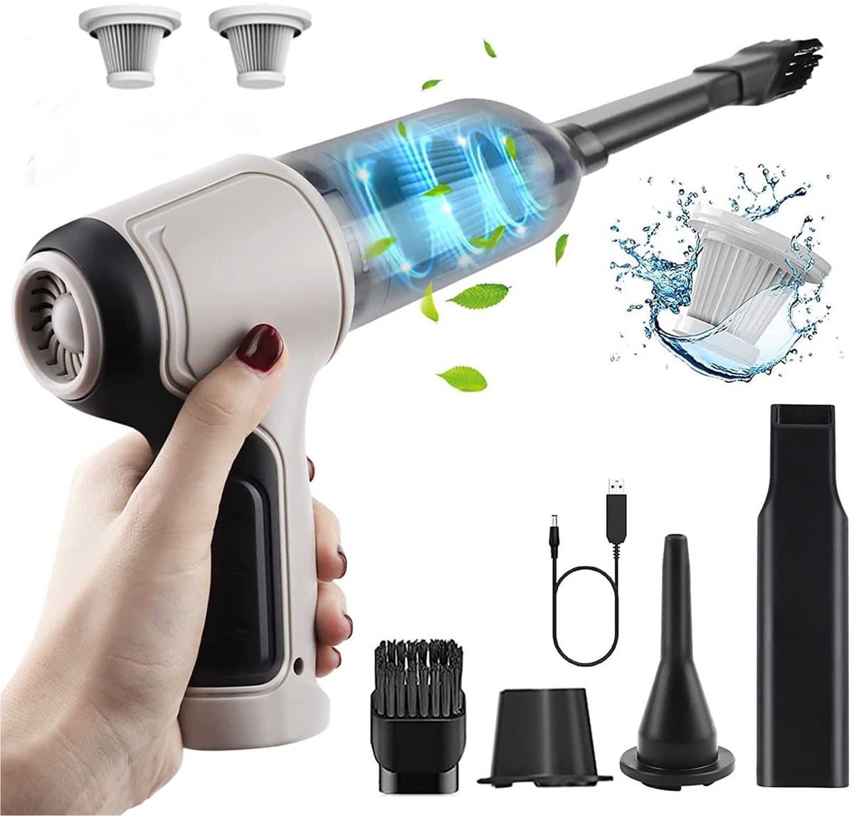3-in-1 Oplaadbare Handstofzuiger - Droog & Wet Opzuigen + Blaasfunctie, 2000mAh Langdurige Batterij, Compatibel met Auto en Huis — afbeelding 1