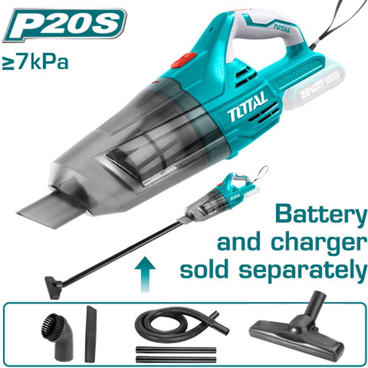 Stofzuiger Steelstofzuiger - Lithium ion 20V - Losse body inclusief 4x opzetstuk & 2x verlengstuk — afbeelding 1