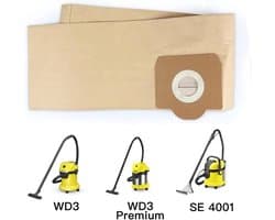 5x Stofzuigerzakken Geschikt voor Kärcher WD2 / WD3 / WD4 / WD5 / WD6 – BIO Papieren Vervangzakken 25L | Compatibel met SE 4001, SE 4002, KNT, KWD Serie | Duurzame 2-laags Filterzakken