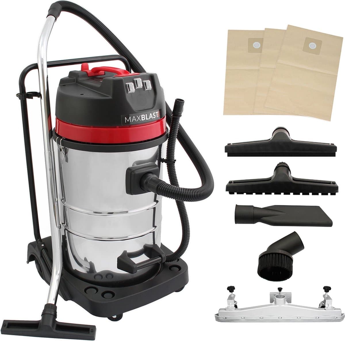Industriële Stofzuiger 80L Nat & Droog 3000W met 5 Accessoires en Stofzakken — afbeelding 1