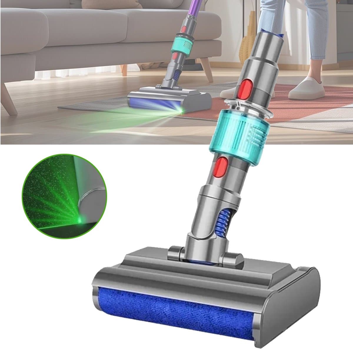 Nat/Droog Dweilkop - Geschikt Voor Dyson V7 V8 V10 V11 V15 - Stofzuigeraccessoires - Elektrische Dweilkop — afbeelding 1