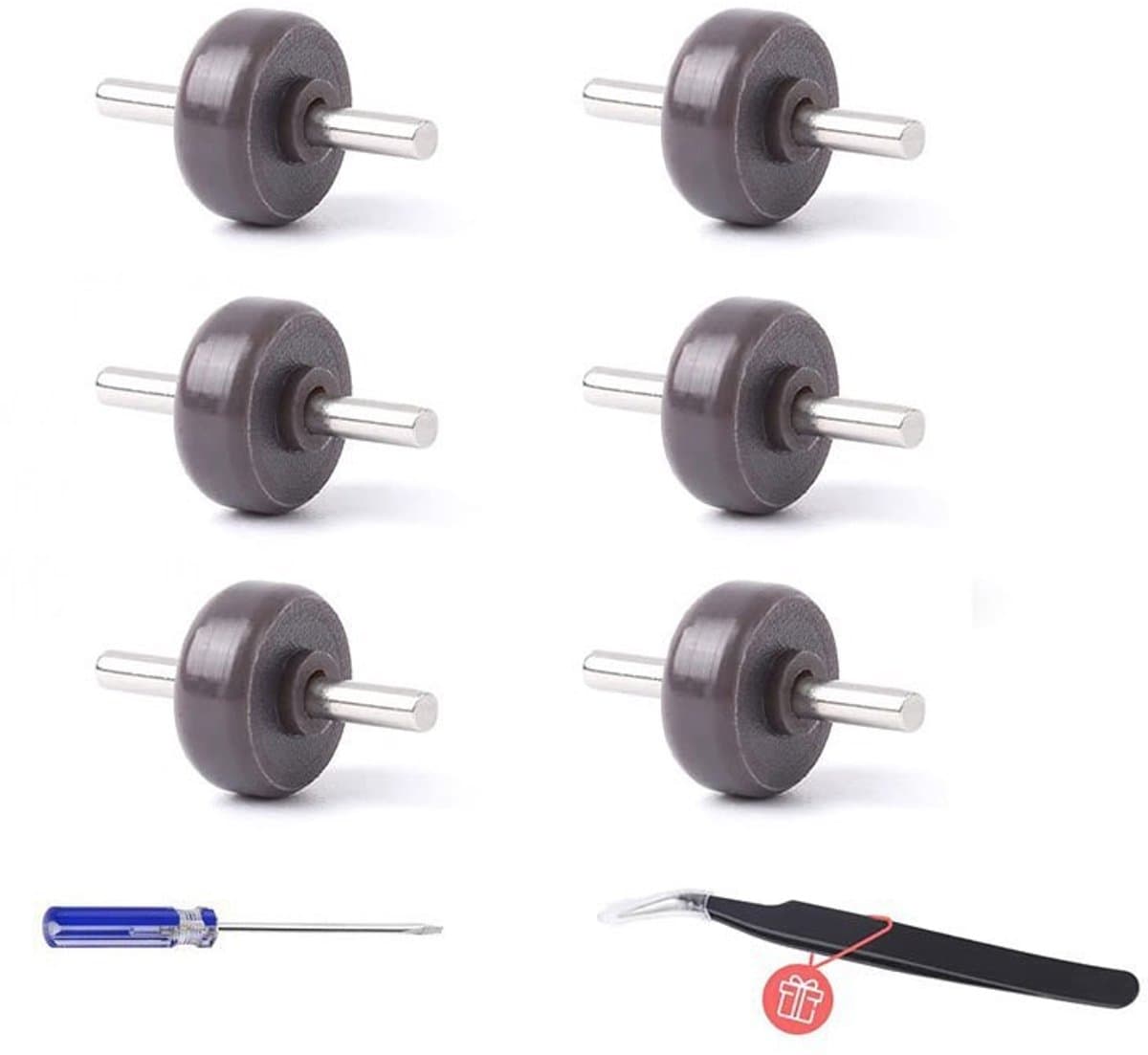 6 stuks - Geschikt voor Dyson V6 V7 V8 V10 V11 V15 - wiel - Stofzuigeraccessoires - assen + zwenkwielen - met schroevendraaier — afbeelding 1
