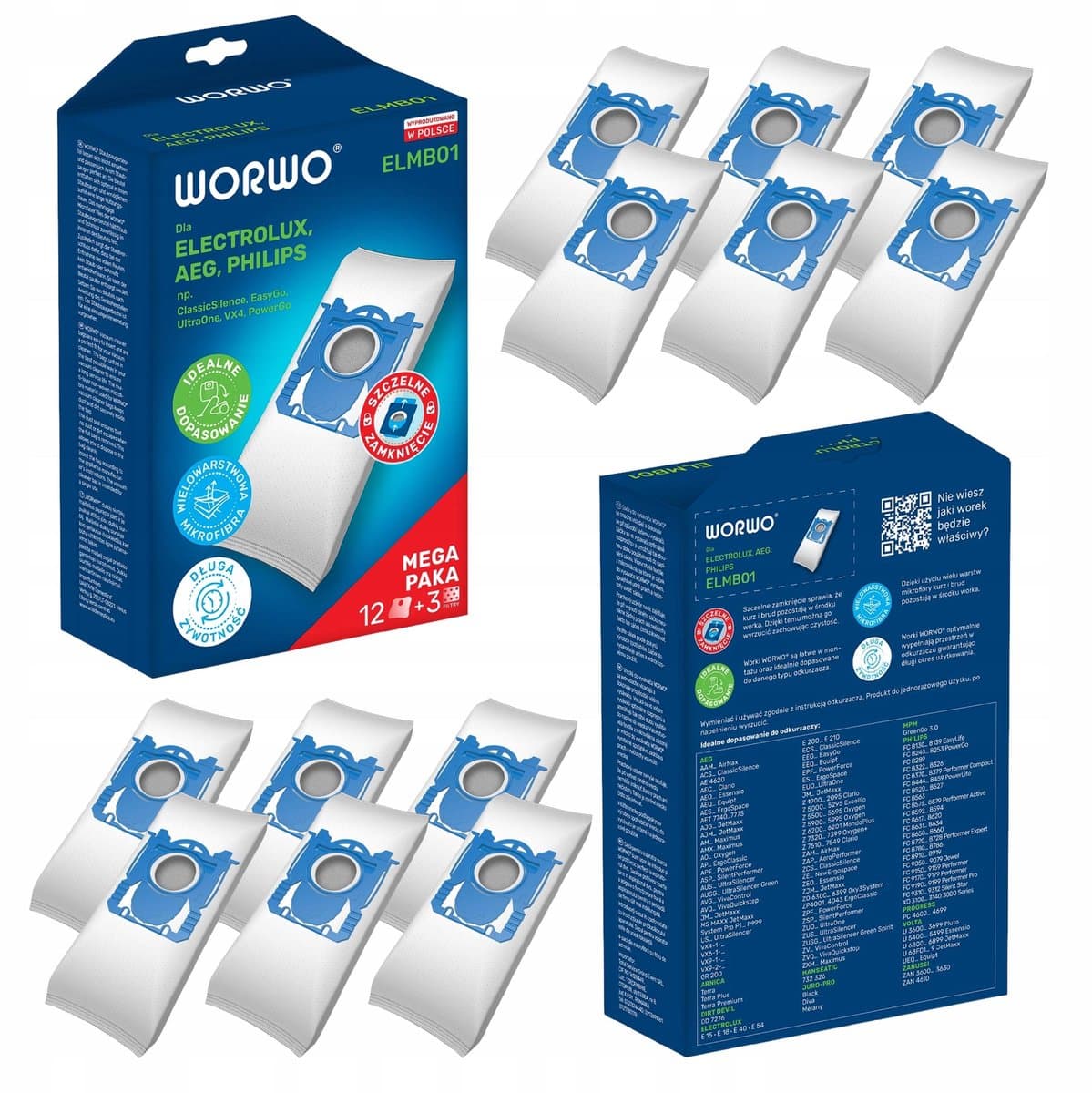 AreoSe - Stofzuigerzakken en filters voor Electrolux Philips Beko - 12 zakken + 1 filter — afbeelding 1