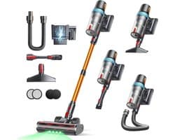 Draadloze Stofzuiger - Grijs - Krachtige 600 W Motor met 65 min Accuduur - Voor Vloeren en Tapijten - Ideaal voor Huisdieren