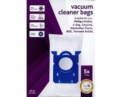 Vacustock stofzuigerzakken - Philips Mobilo, S-BAG, Cityline - Electrolux Clairio, AEG, Tornado Bolido - doos 5 zakken en 1 filter