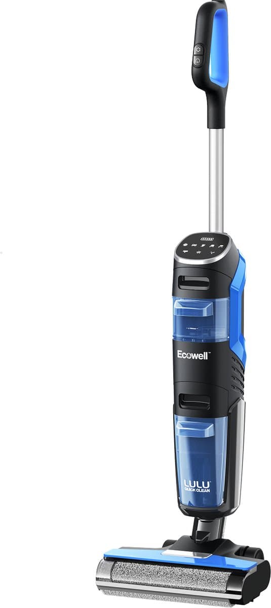 Ecowel MA01L wet dry vacuum - stofzuigen en dweilen tegelijk - 20 minuten bedrijfstijd - 8 kPA zuigkracht - basisstation met zelfreiniging - edge-cleaning - 160° kantelen - zwart/blauw — afbeelding 1