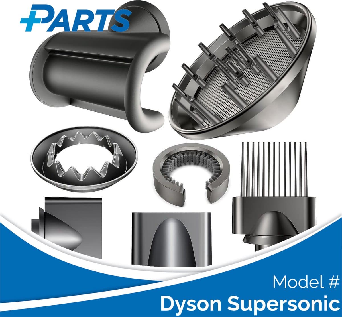 Dyson Supersonic Opzetstukken/Accessoireset van Plus.Parts® geschikt voor Dyson - 7 delig! — afbeelding 1