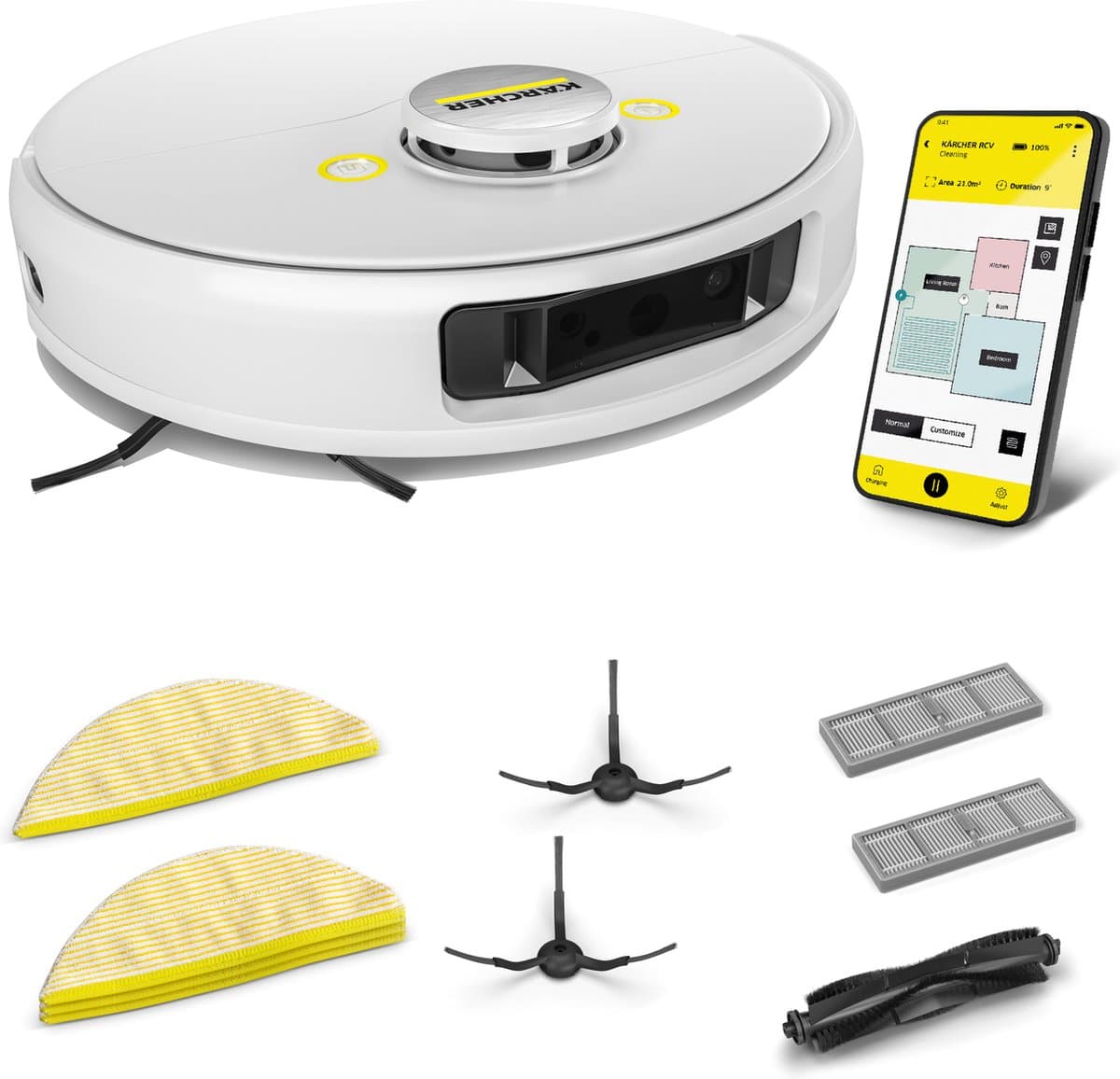 Kärcher RCV 5 Robotstofzuiger- Met dweilfunctie - Set compleet - Slimme-app bediening - LiDAR-navigatie - 5000 Pa - 85m²/u — afbeelding 1
