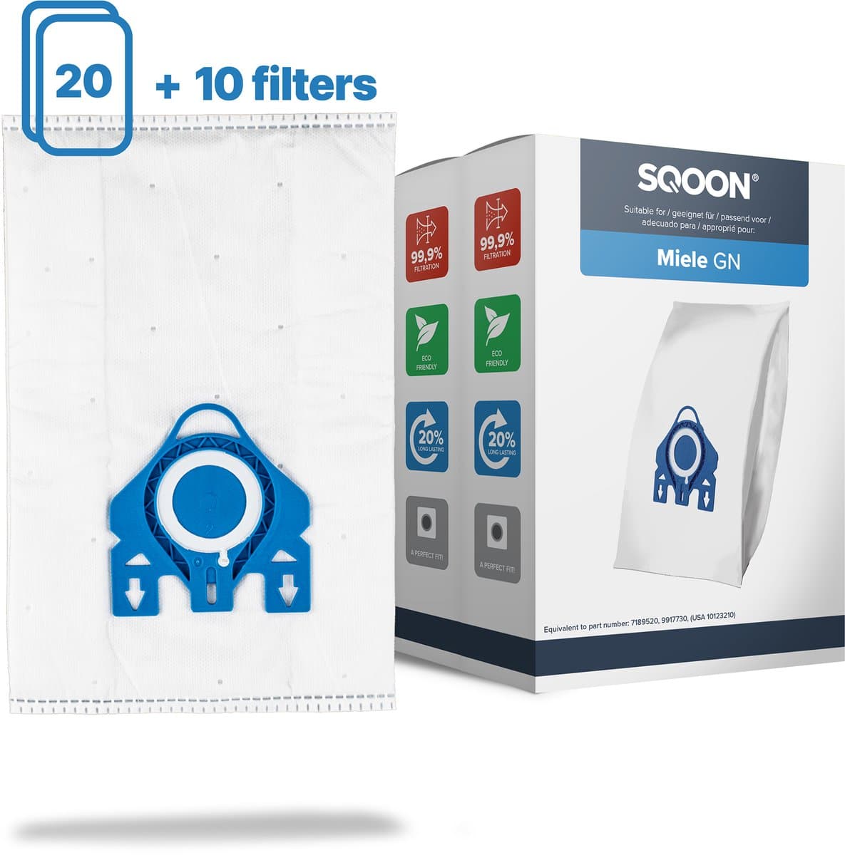 SQOON® Kwaliteit stofzuigerzakken geschikt voor Miele HyClean G/N - Miele 9917730 - o.a. Miele Complete C2, Complete C3, Classic C1, S8, S5, S2 Series — afbeelding 1