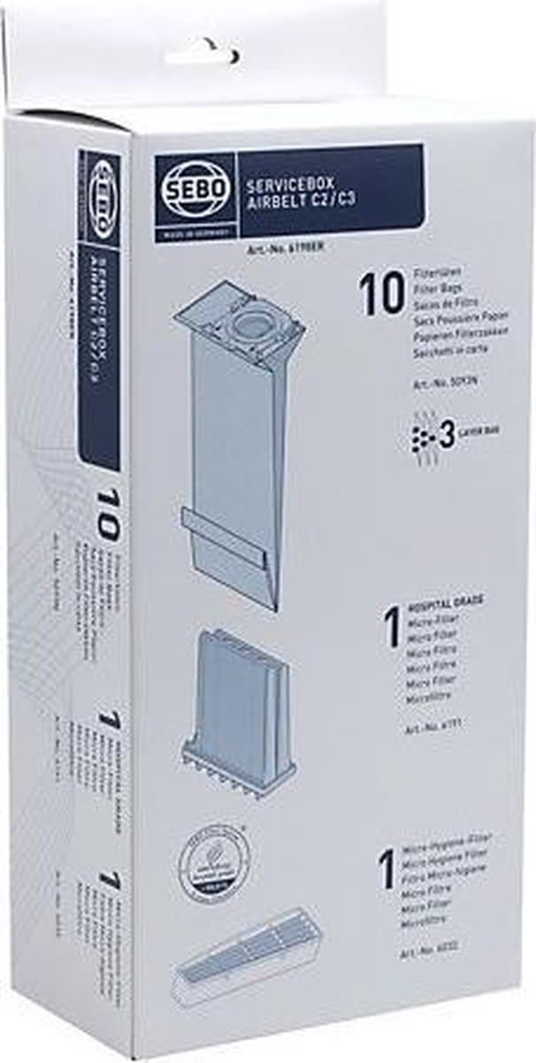 SEBO - STOFZUIGERZAKKEN C2/C3 - Verp. 10st. + Micro - S6198ER — afbeelding 1