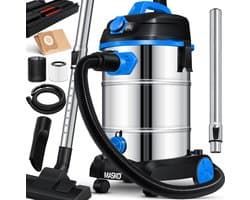 MASKO® Alleszuiger Nat- en Droogzuiger 1800W + stopcontact, Blaasfunctie, Droog- & natzuigen | Industriële stofzuiger vuilreservoir 30L Bouwstofzuiger - Blauw