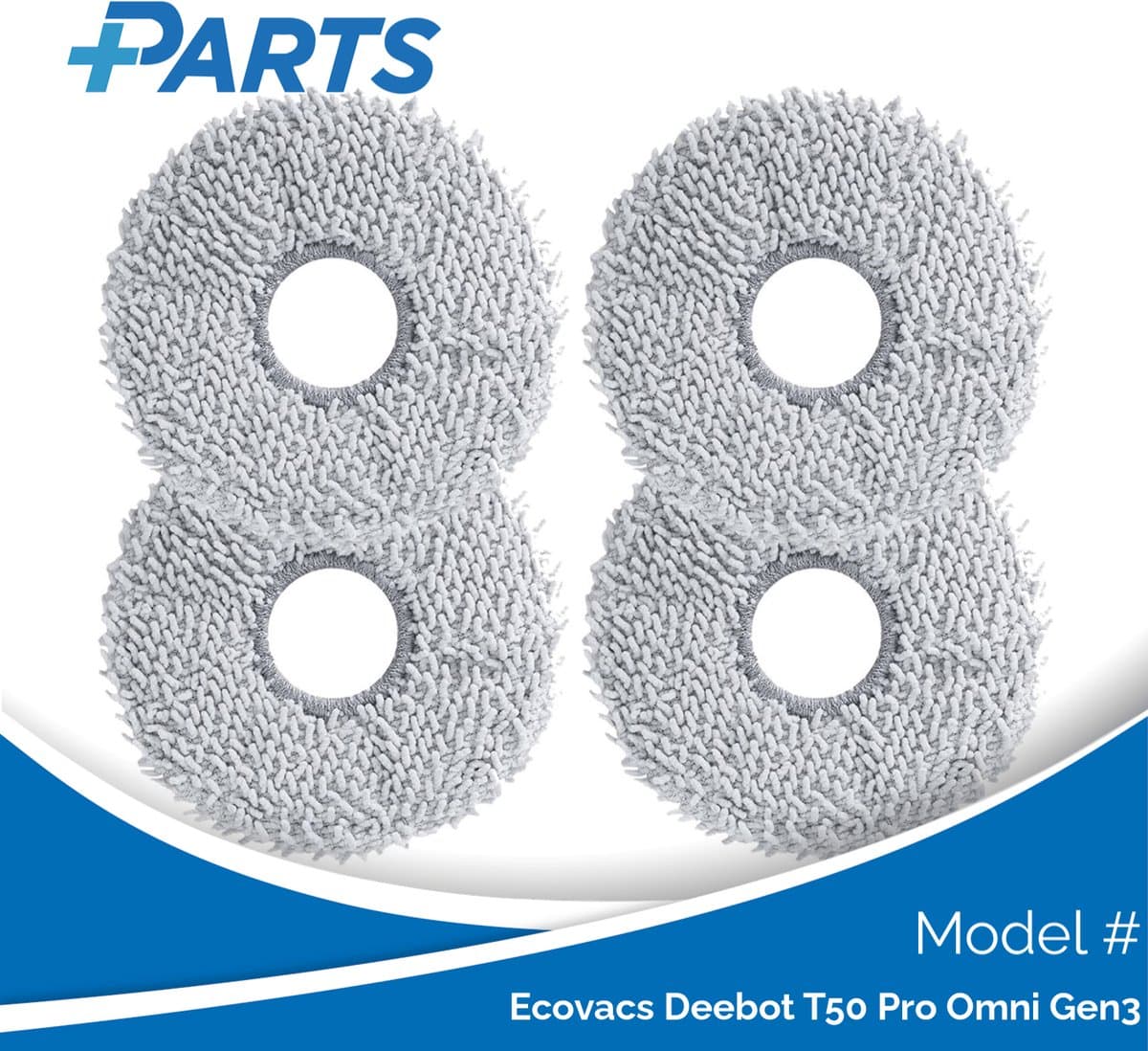Ecovacs Deebot T50 Pro Omni Gen3 Dweilpads (4 Stuks, Plus.Parts® alternatief voor 201-2425-10B0) — afbeelding 1
