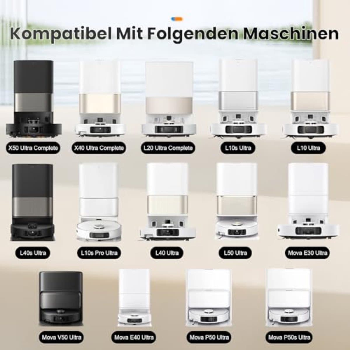 14 stuks vervangende stofzuigerzakken compatibel met Dreame L20 Ultra / X30 / X40 Ultra / X50 Ultra Complete, L10 / L10s / L10s Pro, L40 / L40s, L50 Ultra en Mova E30 / E40 / V50 / P50 / P50s Ultra — afbeelding 1