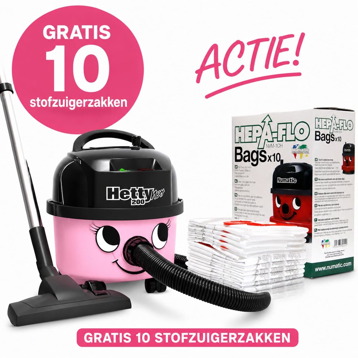 Numatic Henry Next HVN200-11 - Stofzuiger met zak - Roze + 10 zakken — afbeelding 1