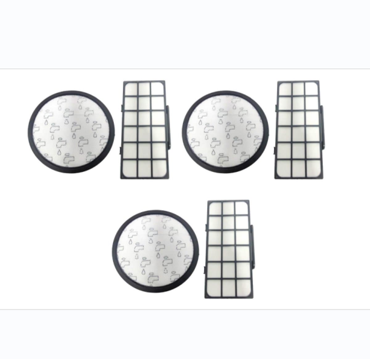 6 stuks filters - 3 lange filterelementen en 3 ronde filterelementen - compatibel met Rowenta Cyclonic X-Trem Power stofzuiger (RO69 XX) — afbeelding 1