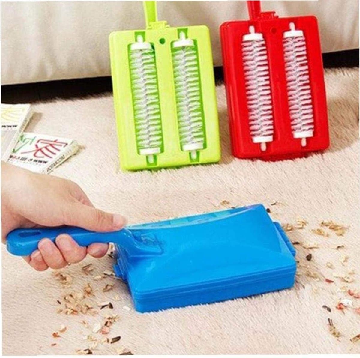 Huishoudelijke Dubbele Borstel - Tapijtreiniger Kruimeldief - Tafel Snel Schoonmaken - Dubbel Geborstelde Veegmachine - 42 x 10.5 cm - Willekeurig — afbeelding 1