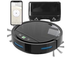 Smart Robot stofzuiger met borstels en dweil functie in gratis Tuya en Smartlife app. zwart