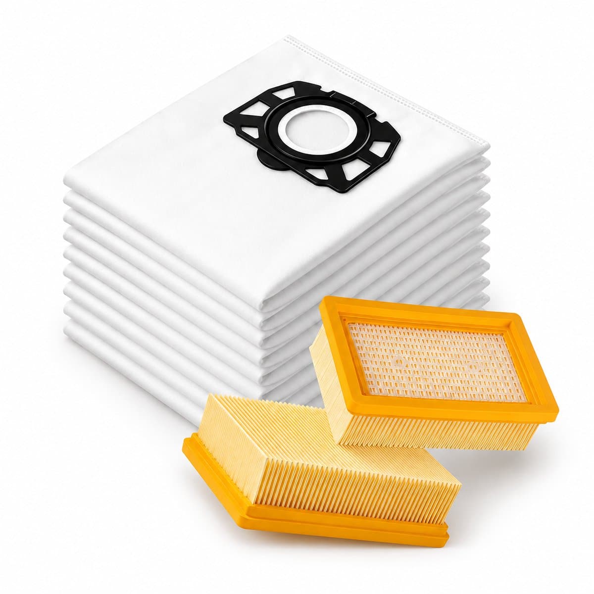 2x HEPA Filter & 10x Stofzakken geschikt voor Karcher MV4 MV5 MV6 WD4 WD5 WD6 Voor Karcher WD4000 - WD5999 2.863-006.0 — afbeelding 1