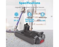 Snap-in Batterij voor Dyson V11 en V15, 3900mAh