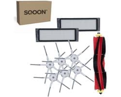 SQOON® vervangingsset geschikt voor Roborock S5 / S6 robotstofzuiger - 9-delige onderhoudskit met HEPA-filters, zijborstels en borstelrol