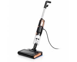 Cheqo® Steelstofzuiger met Dweilfunctie - 2-in-1 Stofzuiger en Dweil - Dweilstofzuiger met Snoer - Handstofzuiger - Kruimeldief - Vloerreiniger - Stofzuiger zonder Zak - HEPA Filter - 500W - 15000 Pa Zuigkracht - Lichtgewicht - Zwart