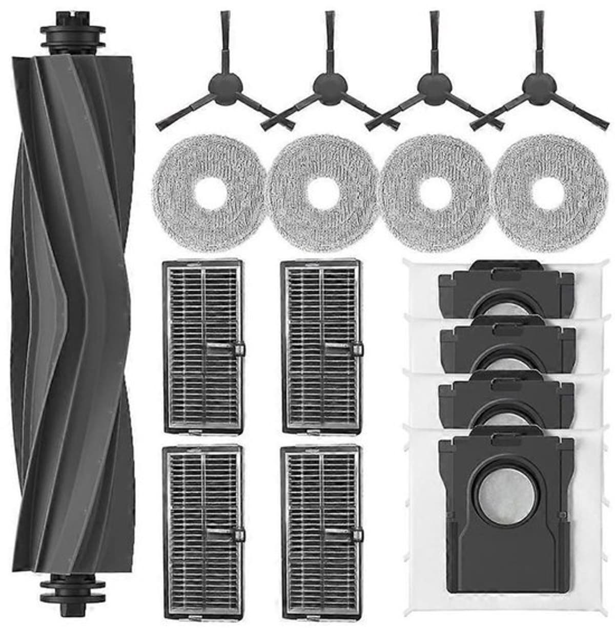 17-delige accessoire set Geschikt voor de Dreame L40 Ultra AE/D20 Ultra stofzuiger - Erbij betrekken 1 x rolborstel - 4 x stofzak - 4 x dweildoek - 4 x zijborstels - 4 x filters — afbeelding 1