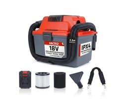 STAHLMANN VAC912 accu-nat- en droogzuiger 18 V incl. accu – Draadloze nat- en droogzuiger voor auto, werkplaats, garage en bouwplaats | Zuigt nat en droog | Blaast | HEPA-filter | Accu-autostofzuiger