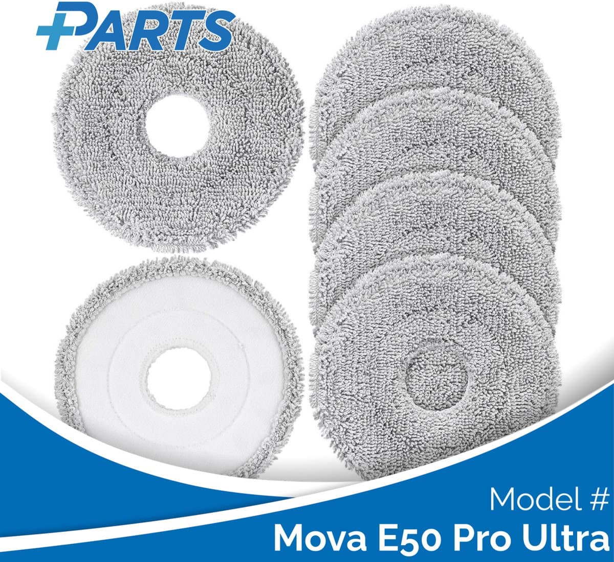 Mova E50 Pro Ultra Dweilpads (6 Stuks, Plus.Parts® alternatief voor RMP8) — afbeelding 1