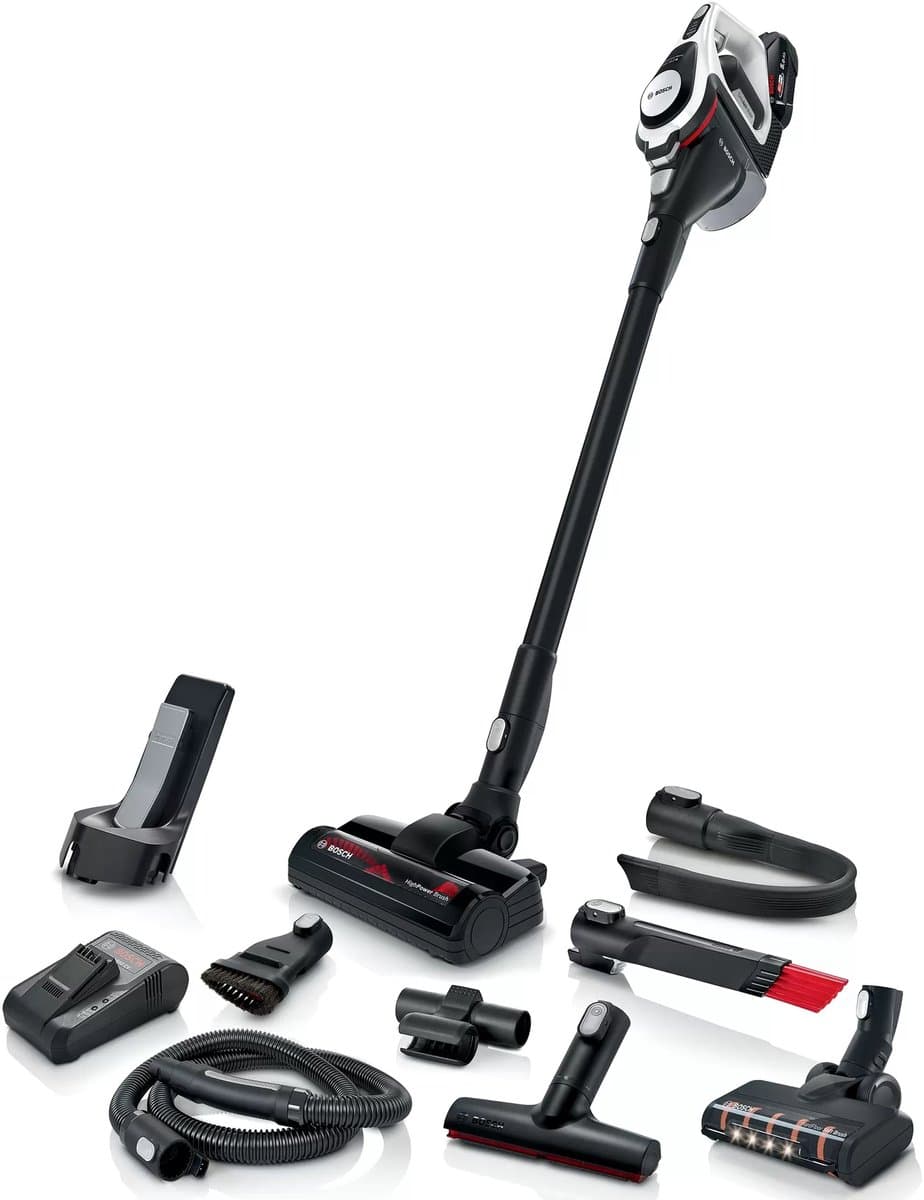 Bosch Serie 8 BSS825ALL steelstofzuiger & elektrische bezem Batterij Droog Zakloos Zwart, Wit 5 Ah — afbeelding 1