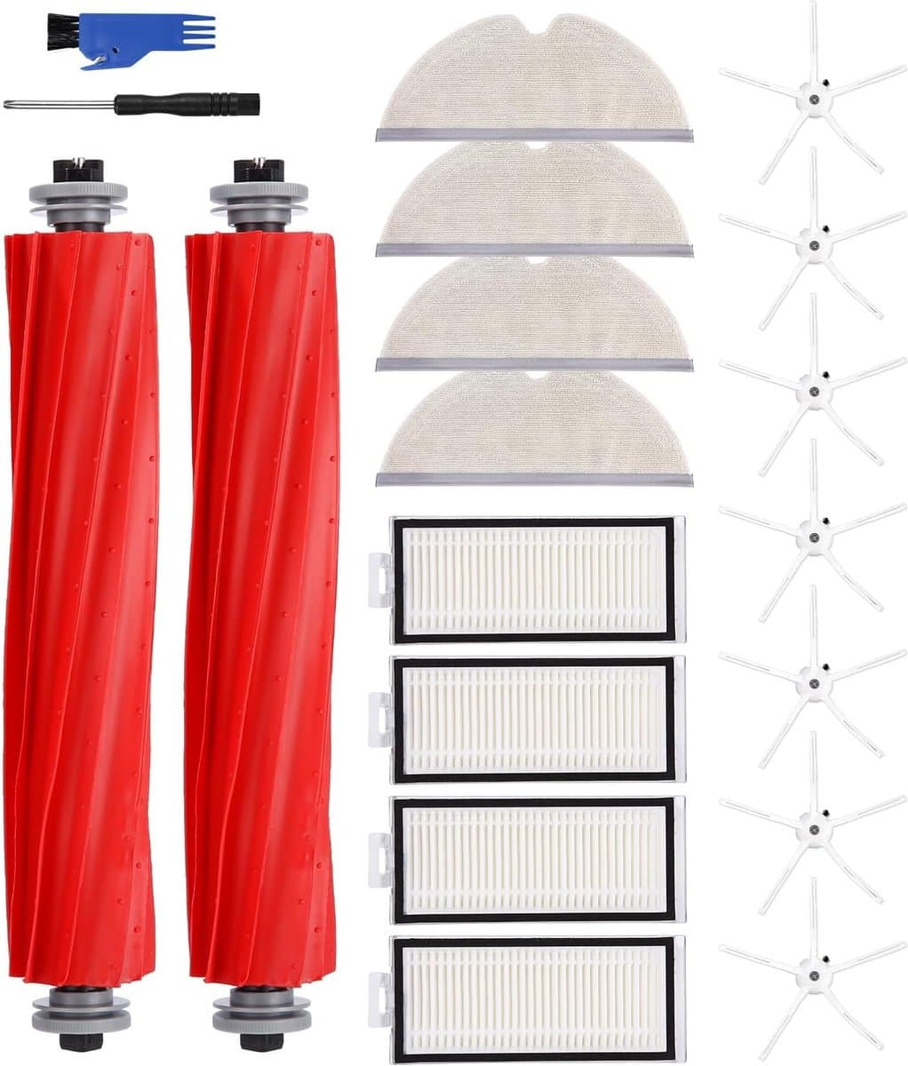 Reserveonderdelen, accessoires, geschikt voor Roborock Q7/Q7+/Q7 Max/Q7 Max+ stofzuiger, 2 hoofdborstels, 4 schoonmaakdoeken, 4 HEPA-filters, 7 zijborstels, 1 borstelreinigingsgereedschap, — afbeelding 1