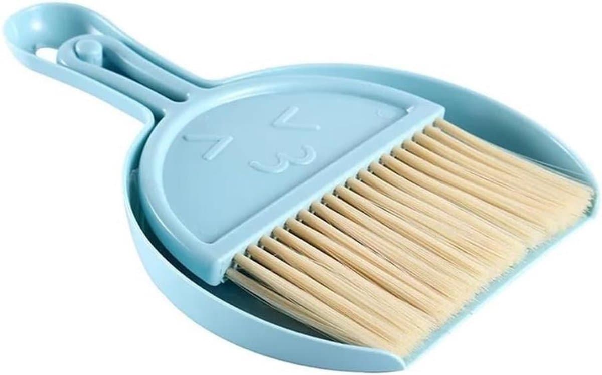 Mini Stoffer Blik - Kleine Bezemset - Tafel Schoonmaken - Zachte Borstelharen - 2 Delig - Grijs — afbeelding 1