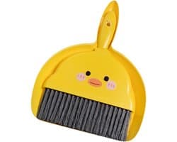 Draagbare Bezem Set - Mini Stoffer en Blik - Bureau Schoonmaken - Compact Lichtgewicht - 12 cm - Wit