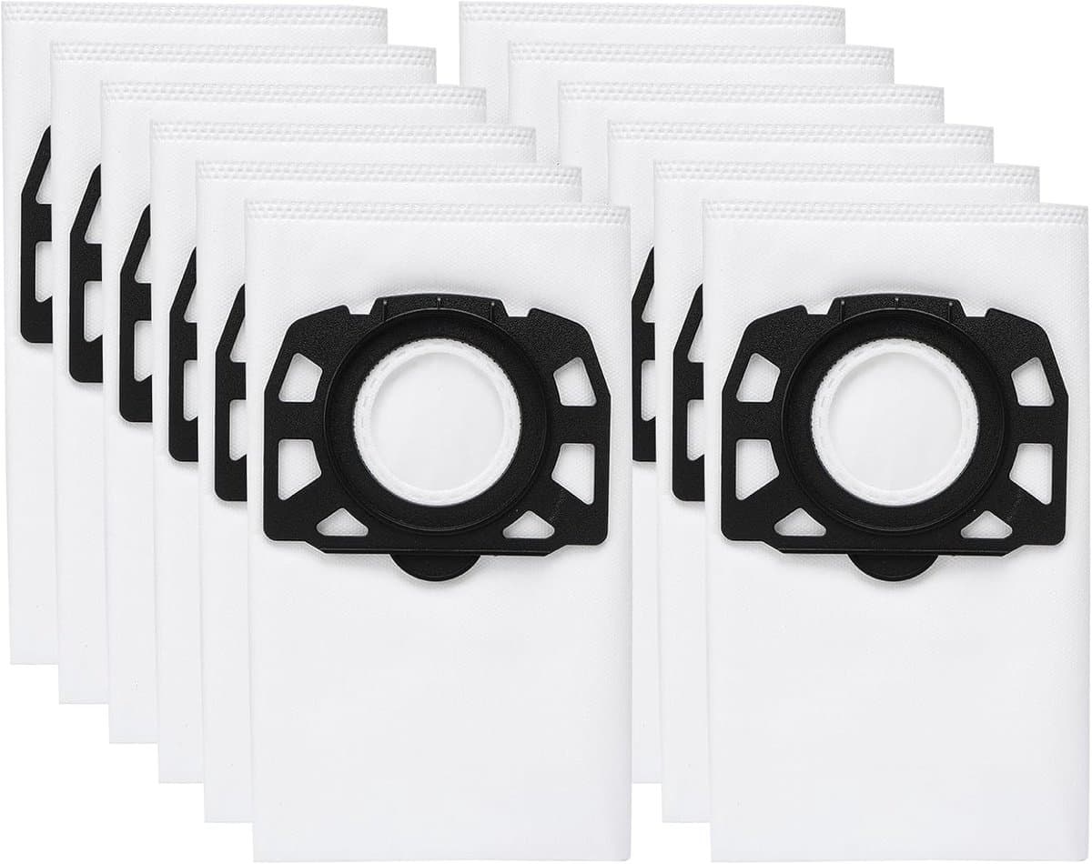 Verpakking van 12 KFI 487 filterstofzuigerzakken accessoire geschikt geschikt voor Karcher MV4/WD4/KWD4/KNT4/WD5/MV5/KWD5/WD6/MV6/WD 4.200/WD 5.800/SE 5.100/SE 6.100, 2.863-006.0 — afbeelding 1