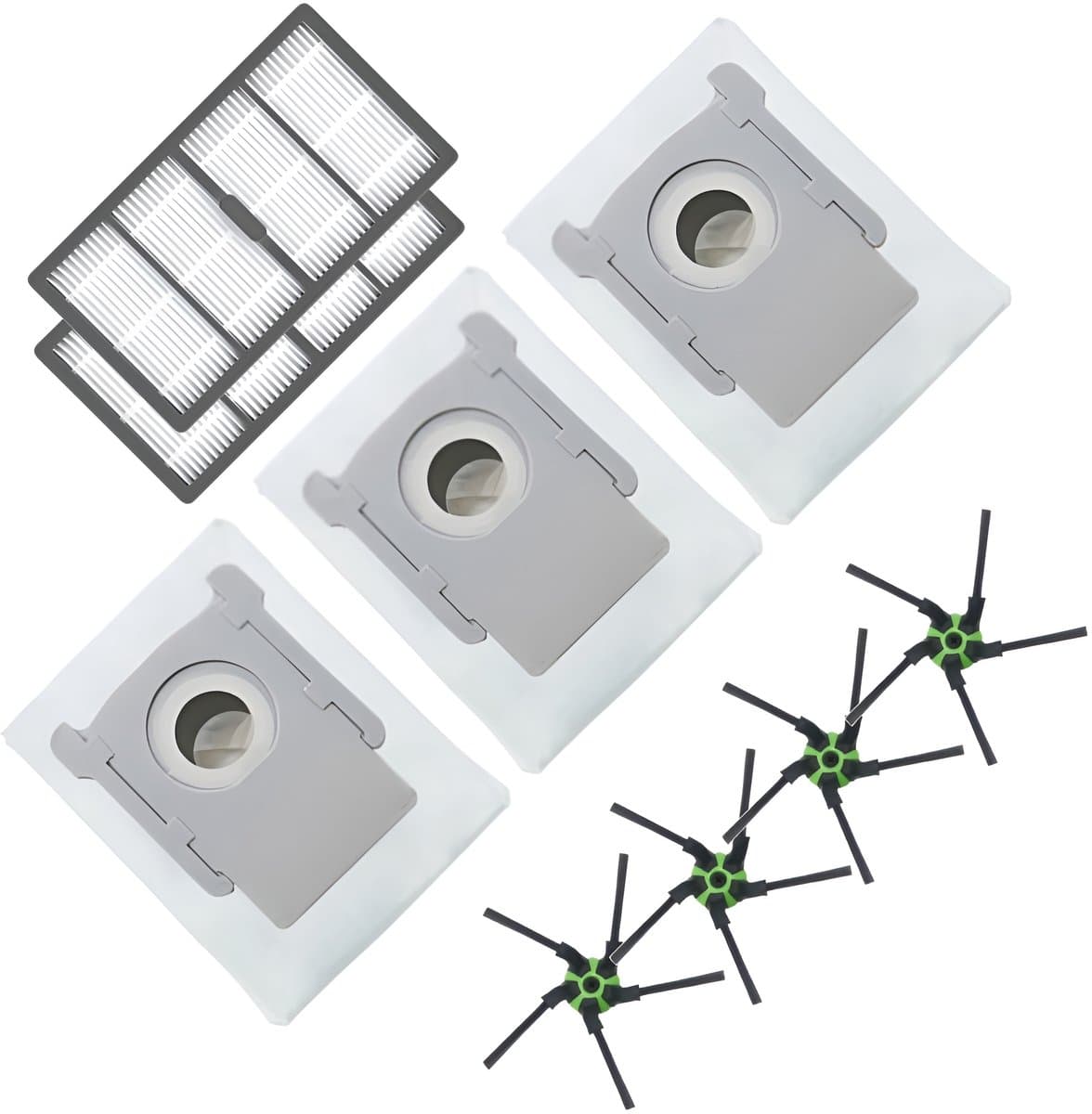 2x Filter, 3x Stofzuigerzakken, 3x zijborstels accessoires / onderdelen set geschikt voor iRobot Roomba s9+ — afbeelding 1