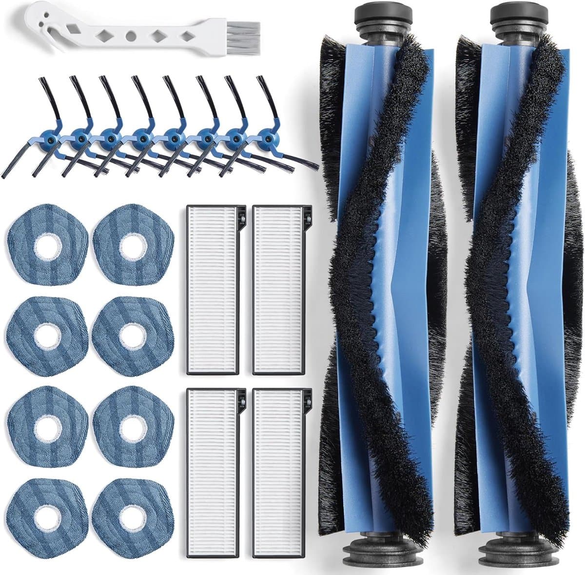 23 Stuks vervangende accessoires voor Eufy X10 Pro Omni stofzuiger, accessoireset met 2 hoofdborstels, 4 filters, 8 reinigingsdoeken, 8 zijborstels, 1 reinigingsborstel — afbeelding 1
