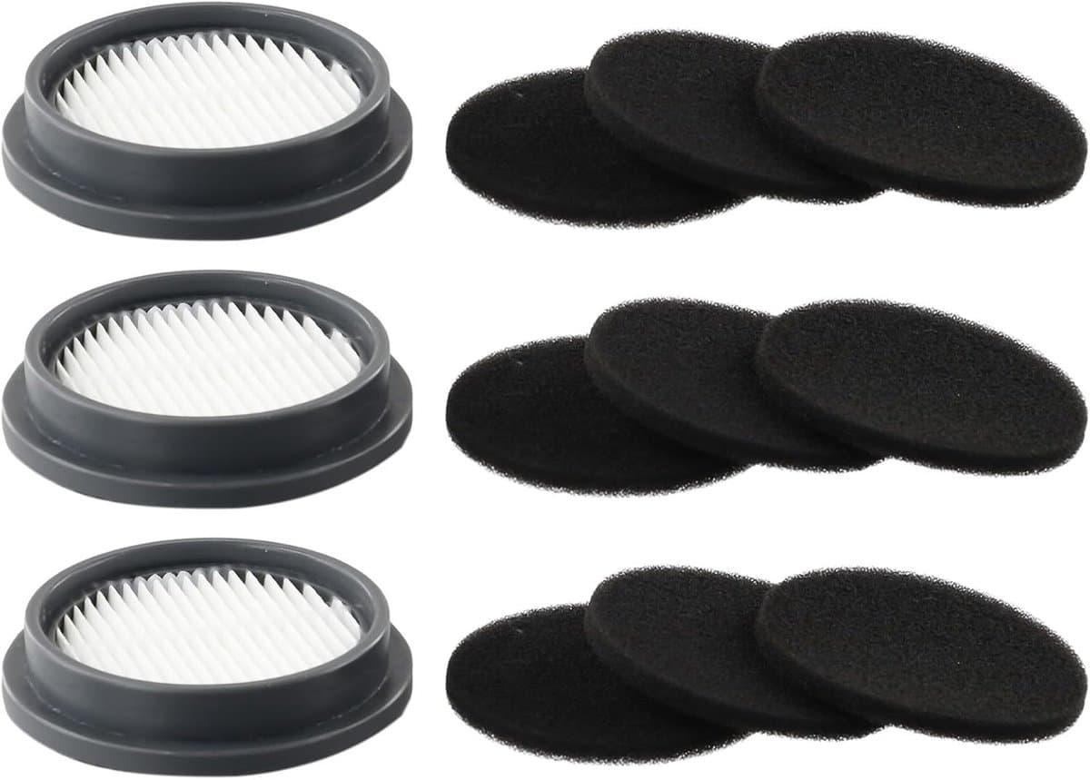 3 Pack Filters en 9 Pack Sponsfilters Vervanging voor Draadloze Stofzuiger Accessoires - ORFELD B08/C10A/C10G Serie — afbeelding 1