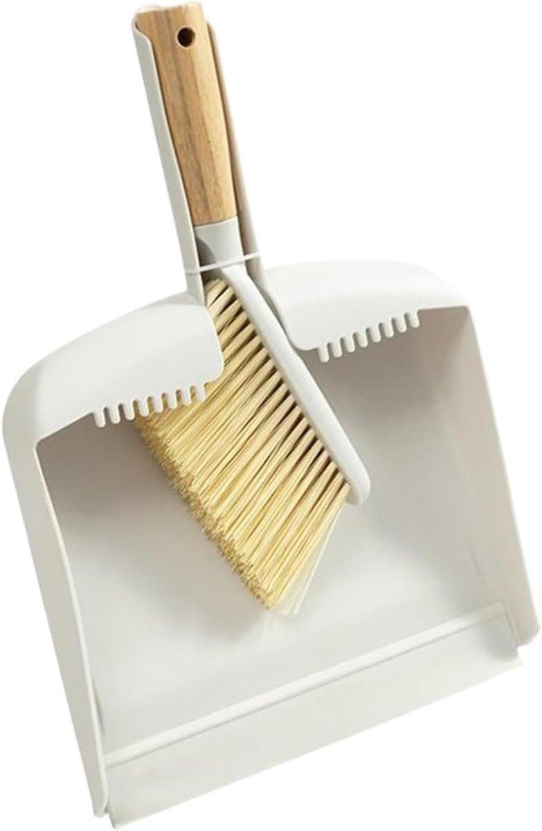 Kleine Stoffer en Blik Set - Mini Bezempje Tafel Blik - Aanrecht Schoonmaken - Ergonomisch Houten Handvat - 33.5 cm — afbeelding 1