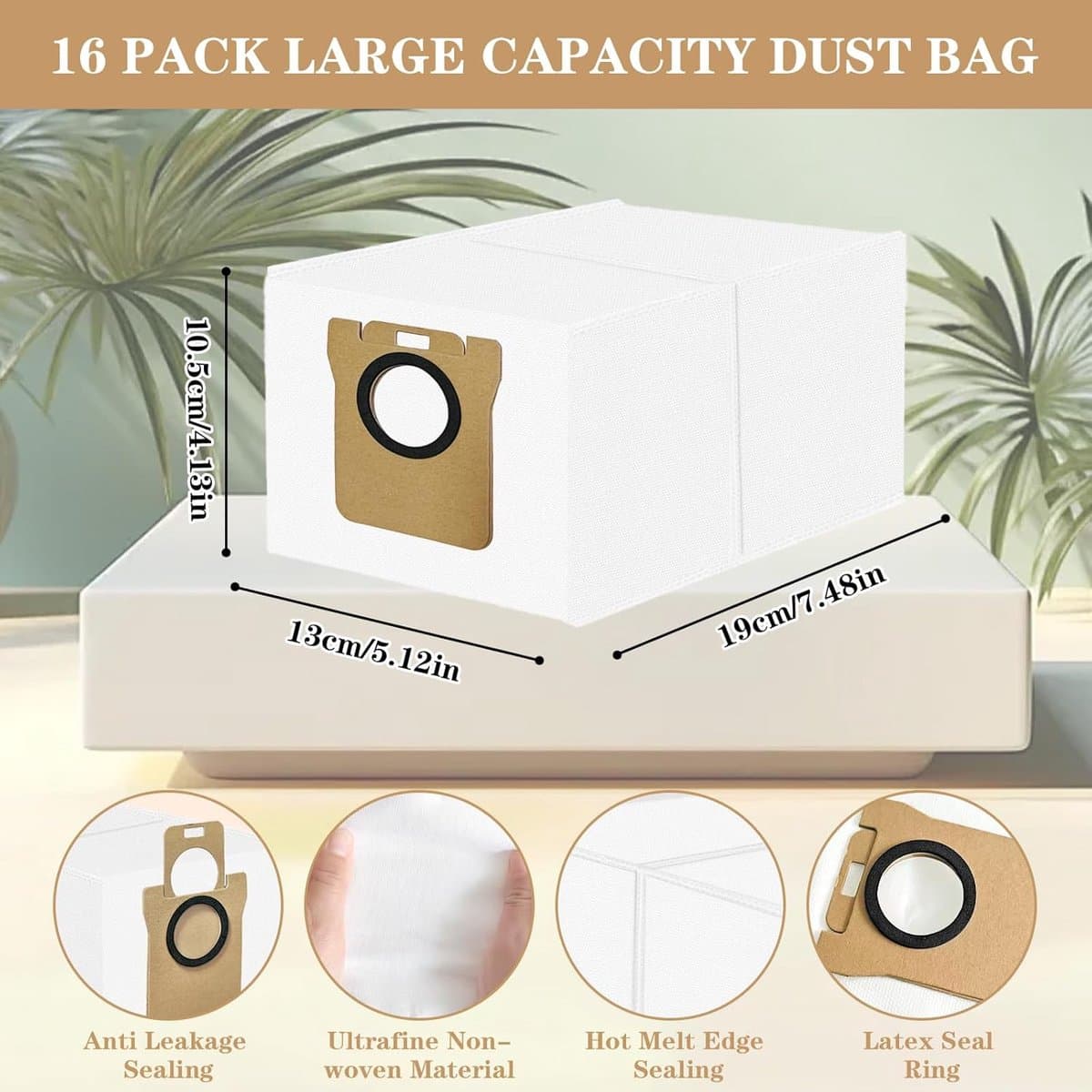 Pack of 16 Dust Bags - Large Capacity Replacement Vacuum Cleaner Bags - Compatible with L10s Ultra L10 Ultra L20 Ultra S10 PLUS S10 Pro Plus S10 PRO S20 PRO X10 - Accessory Set — afbeelding 1